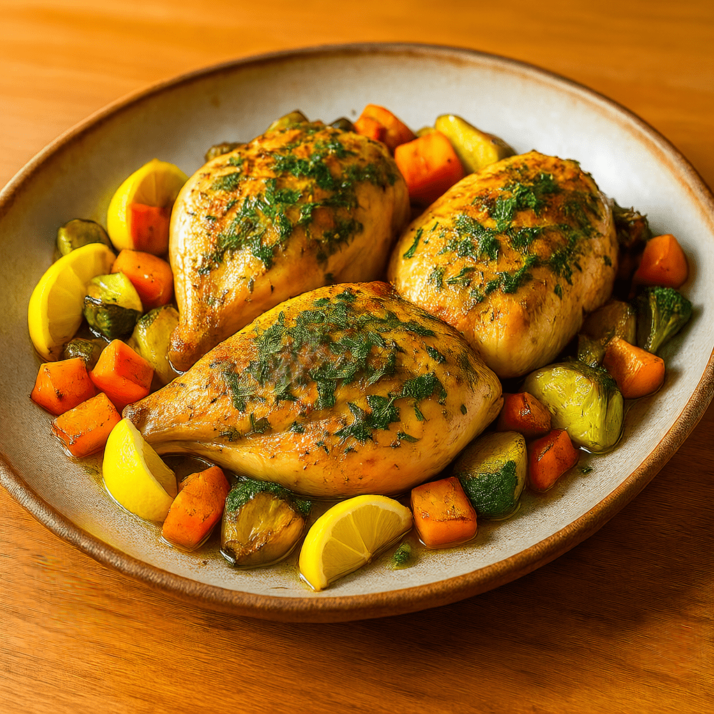 A simple and healthy meal of herb-roasted chicken breasts, an easy recipe from Kitchen Rescue Tips.