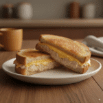 A-finished-and-perfectly-grilled-tuna-melt-sandwich-sliced-in-half-on-a-simple-plate-showing-the-melted-cheese-inside.